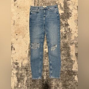 We The Free Blue Distressed Skinny Jeans